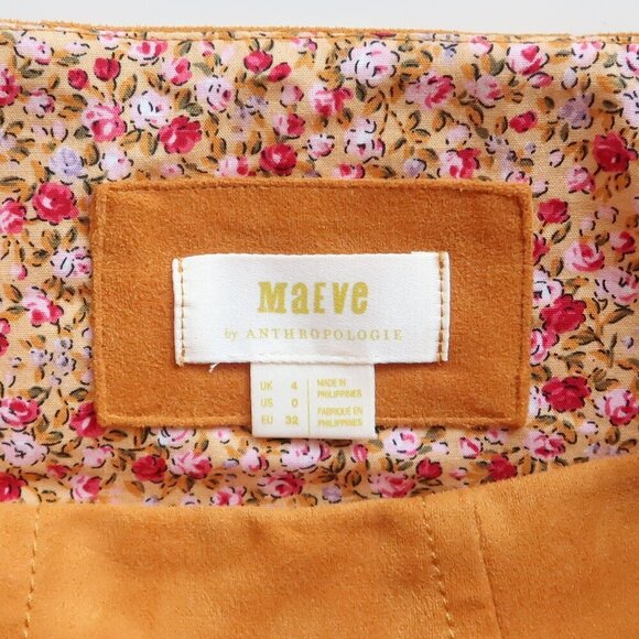 Maeve by Anthropologie Cosima Flounced High Low Skirt Brushed Faux Suede Sz 0 - Picture 9 of 13